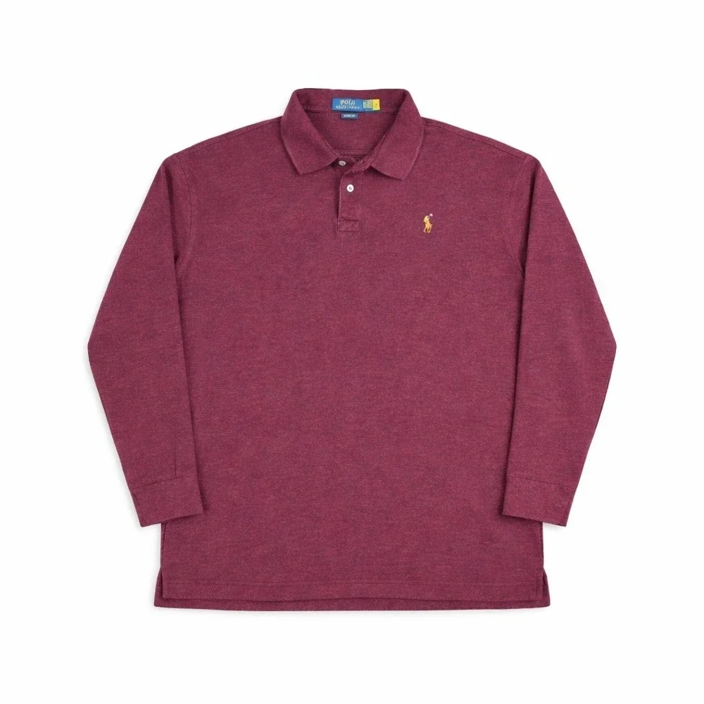 Polo Ralph‎ Lauren Men's XXL Classic Fit Long Sleeve Polo Burgundy Flesh Pony